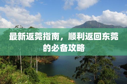 最新返莞指南，順利返回東莞的必備攻略