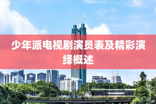 少年派電視劇演員表及精彩演繹概述