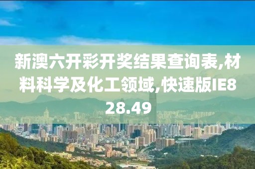 新澳六開彩開獎結果查詢表,材料科學及化工領域,快速版IE828.49