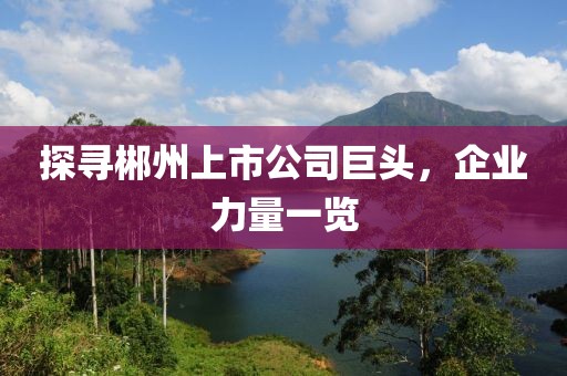 探尋郴州上市公司巨頭，企業(yè)力量一覽