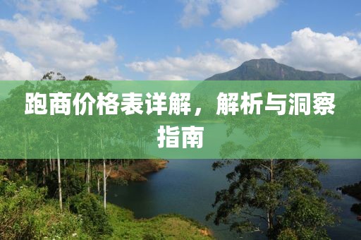 跑商價(jià)格表詳解，解析與洞察指南