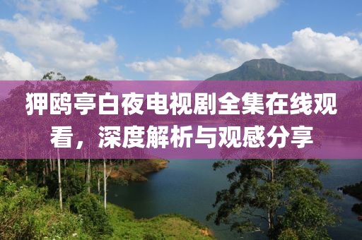 狎鷗亭白夜電視劇全集在線觀看，深度解析與觀感分享
