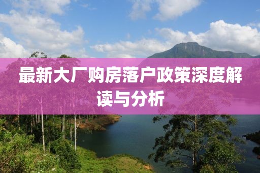 最新大廠購房落戶政策深度解讀與分析