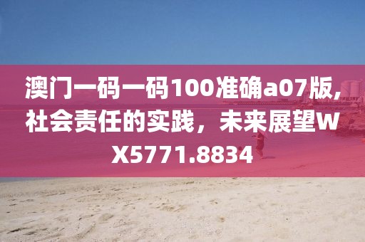 澳門一碼一碼100準(zhǔn)確a07版,社會(huì)責(zé)任的實(shí)踐，未來展望WX5771.8834