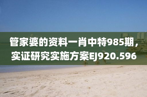 管家婆的資料一肖中特985期，實證研究實施方案EJ920.596