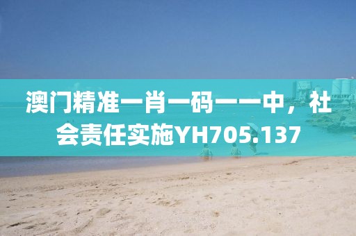 澳門精準(zhǔn)一肖一碼一一中，社會責(zé)任實施YH705.137