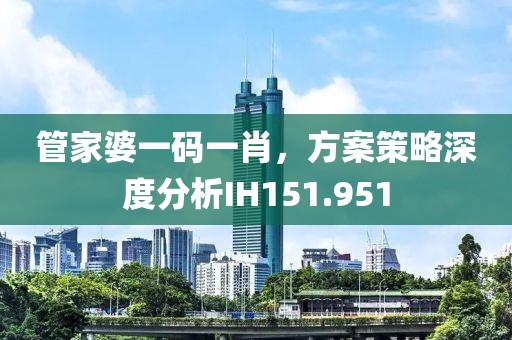 管家婆一碼一肖，方案策略深度分析IH151.951