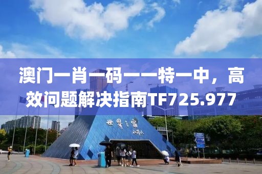 澳門一肖一碼一一特一中，高效問題解決指南TF725.977