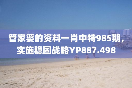 管家婆的資料一肖中特985期，實(shí)施穩(wěn)固戰(zhàn)略YP887.498