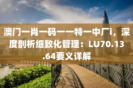 澳門一肖一碼一一特一中廠i，深度剖析細(xì)致化管理：LU70.13.64要義詳解