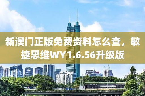 新澳門正版免費(fèi)資料怎么查，敏捷思維WY1.6.56升級(jí)版
