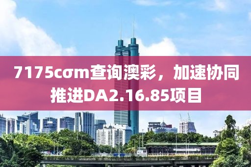 7175cσm查詢澳彩，加速協(xié)同推進DA2.16.85項目