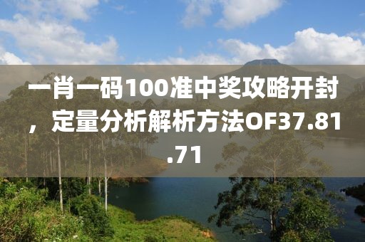 一肖一碼100準中獎攻略開封，定量分析解析方法OF37.81.71