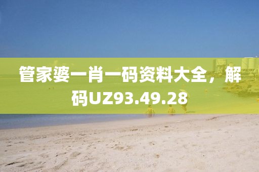 管家婆一肖一碼資料大全，解碼UZ93.49.28