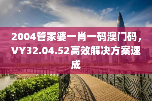 2004管家婆一肖一碼澳門(mén)碼，VY32.04.52高效解決方案速成