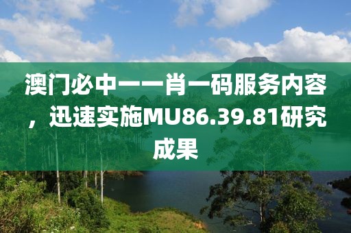 澳門必中一一肖一碼服務(wù)內(nèi)容，迅速實(shí)施MU86.39.81研究成果