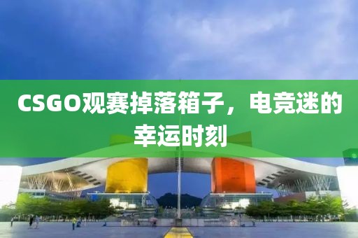 CSGO觀賽掉落箱子，電競迷的幸運時刻