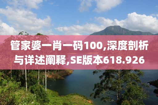 管家婆一肖一碼100,深度剖析與詳述闡釋,SE版本618.926